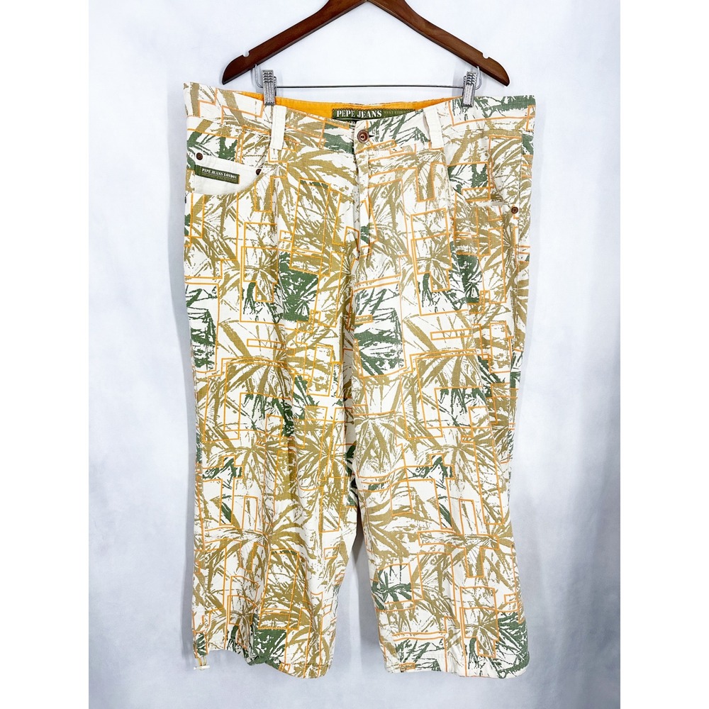 Pepe Jeans Cotton Tropical Green Tan Pants Mens Big & Tall Size 42 Streetwear